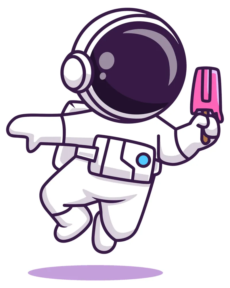 Mignon astronaute tenant une glace en forme de popsicle poster avec cadre en aluminium de brockcon Shop