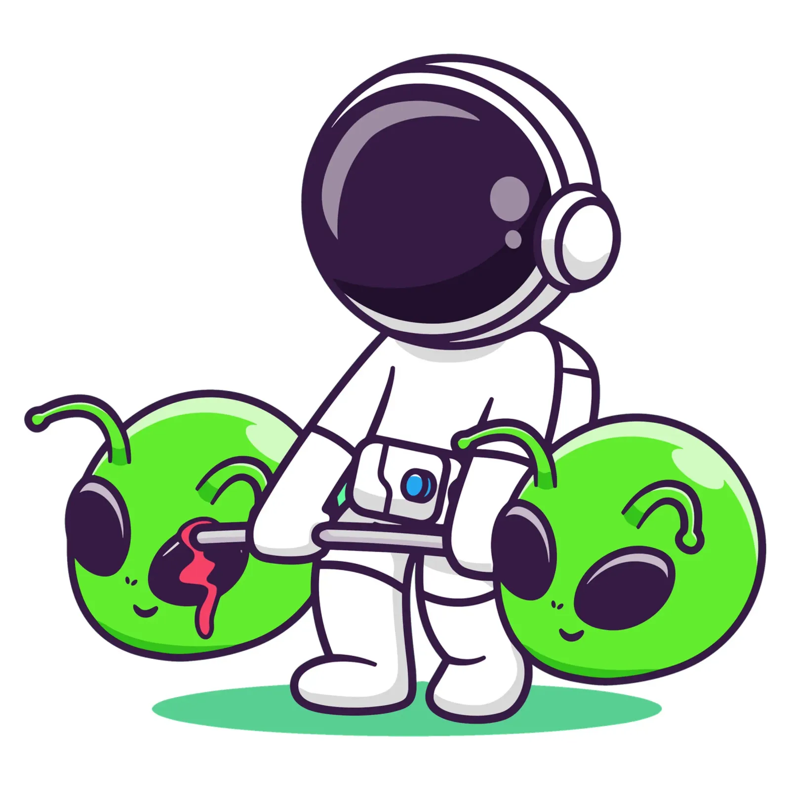 Carino l'astronauta che solleva il bilanciere con la testa da alieno alluminio dibond da brockcon Shop