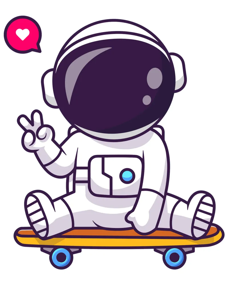 Carino il segno della pace dell'astronauta sullo skateboard poster con telaio in plastica da brockcon Shop