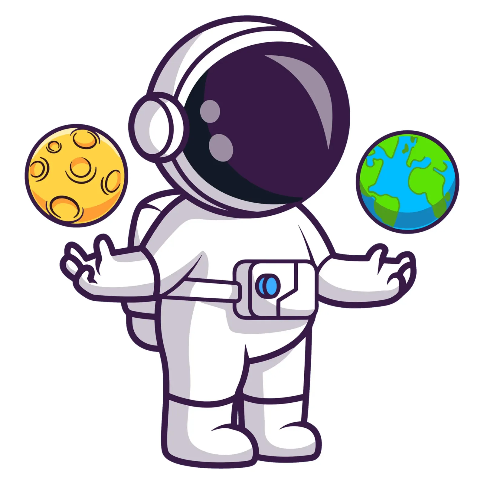 Carino l'astronauta che gioca a palla con la terra e la luna pellicola backlit da brockcon Shop