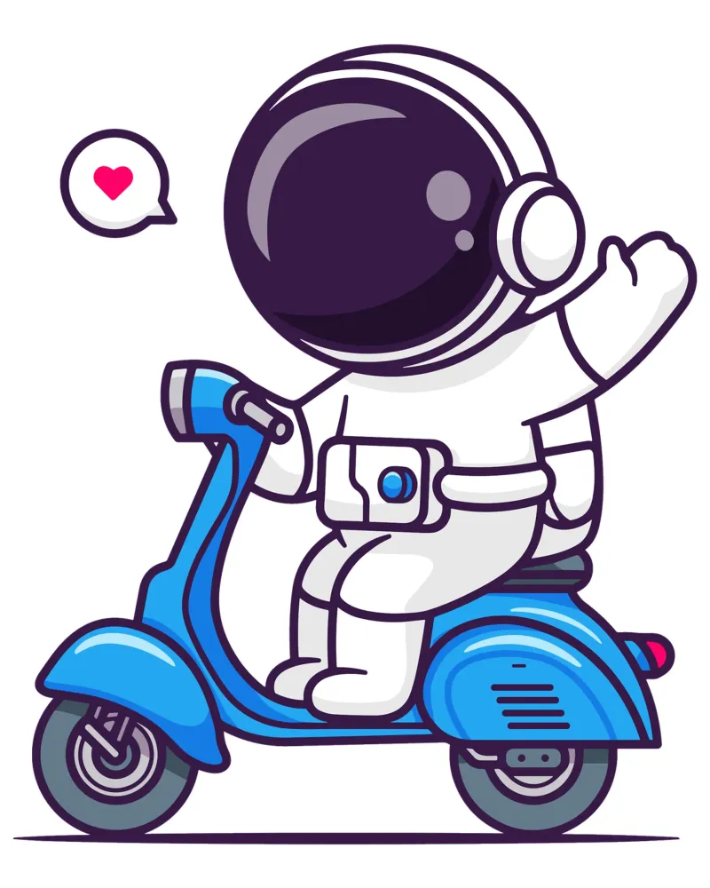 Lindo astronauta agitando la mano en scooter metacrilato de brockcon Shop