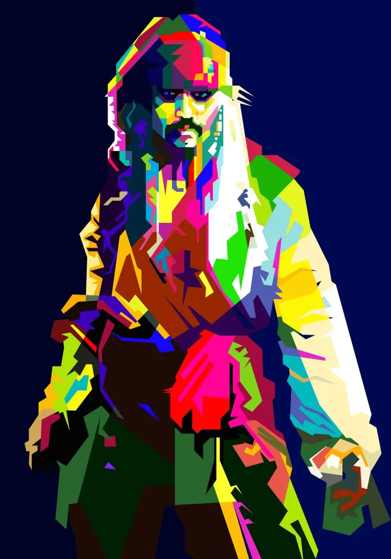 Capitan Jack Sparrow Pop Art di tendenza poster con telaio in plastica da Artkreator