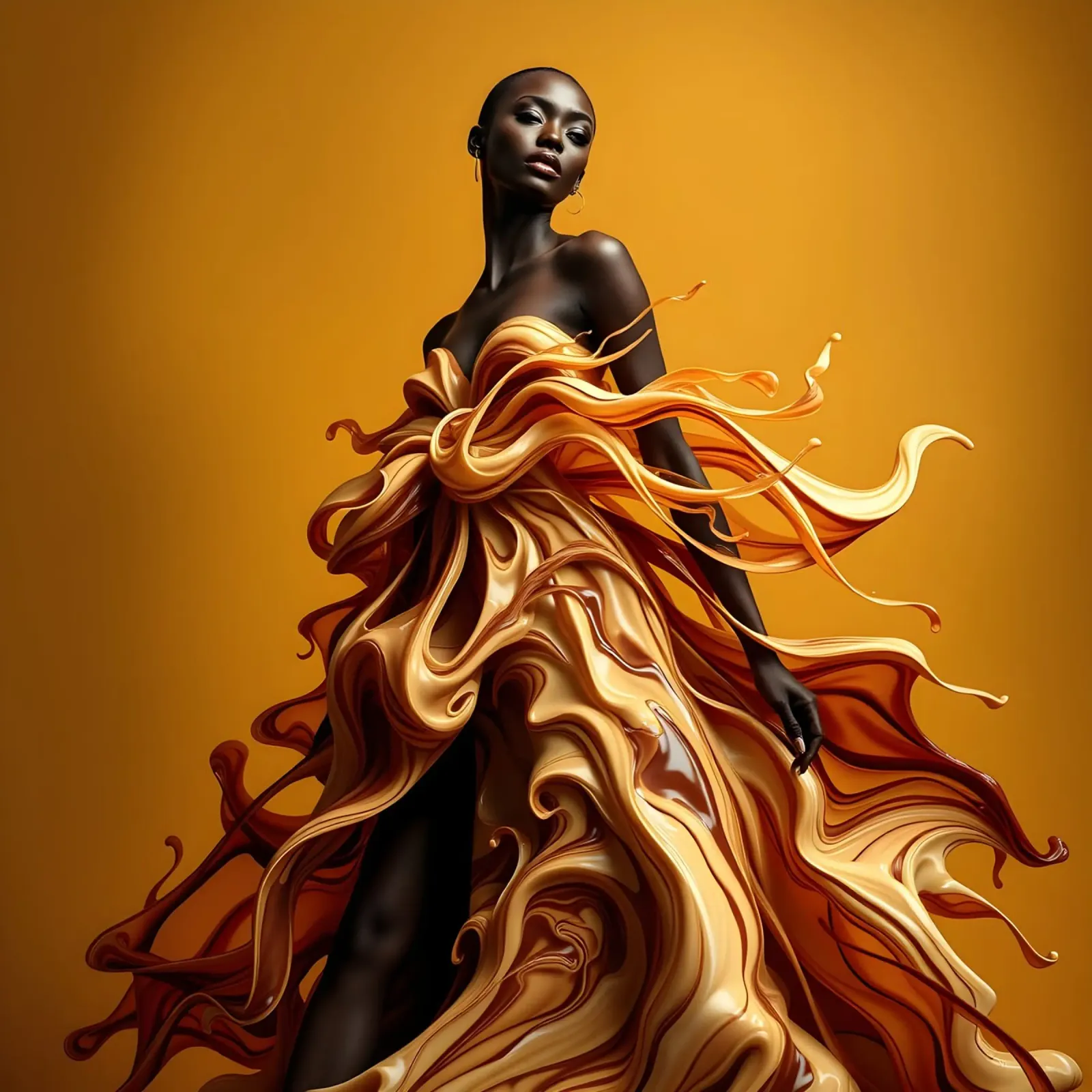 Dea della moda in abito Liquid Latte Macchiato pellicola backlit da Anita's Dream