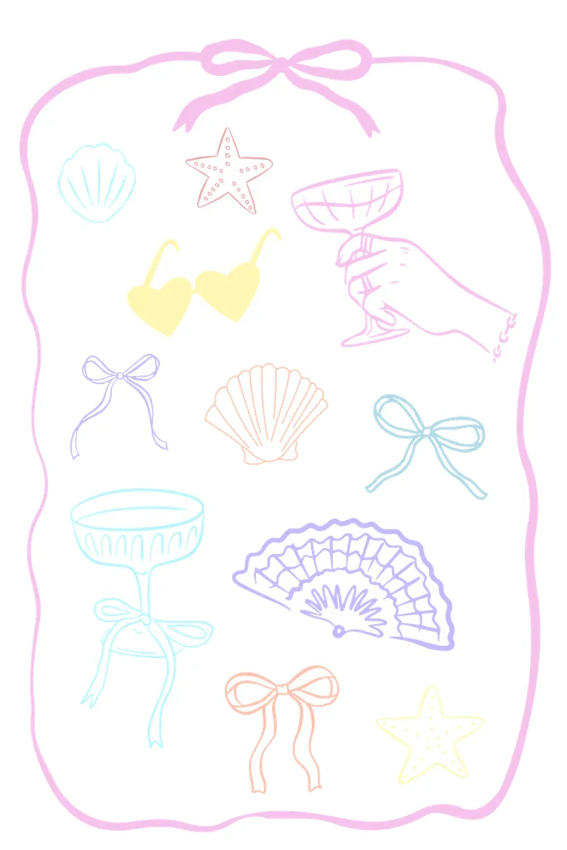 Cute Bow Summer Print, Sea Shell, Cocktail Print canvas by Coquette Club