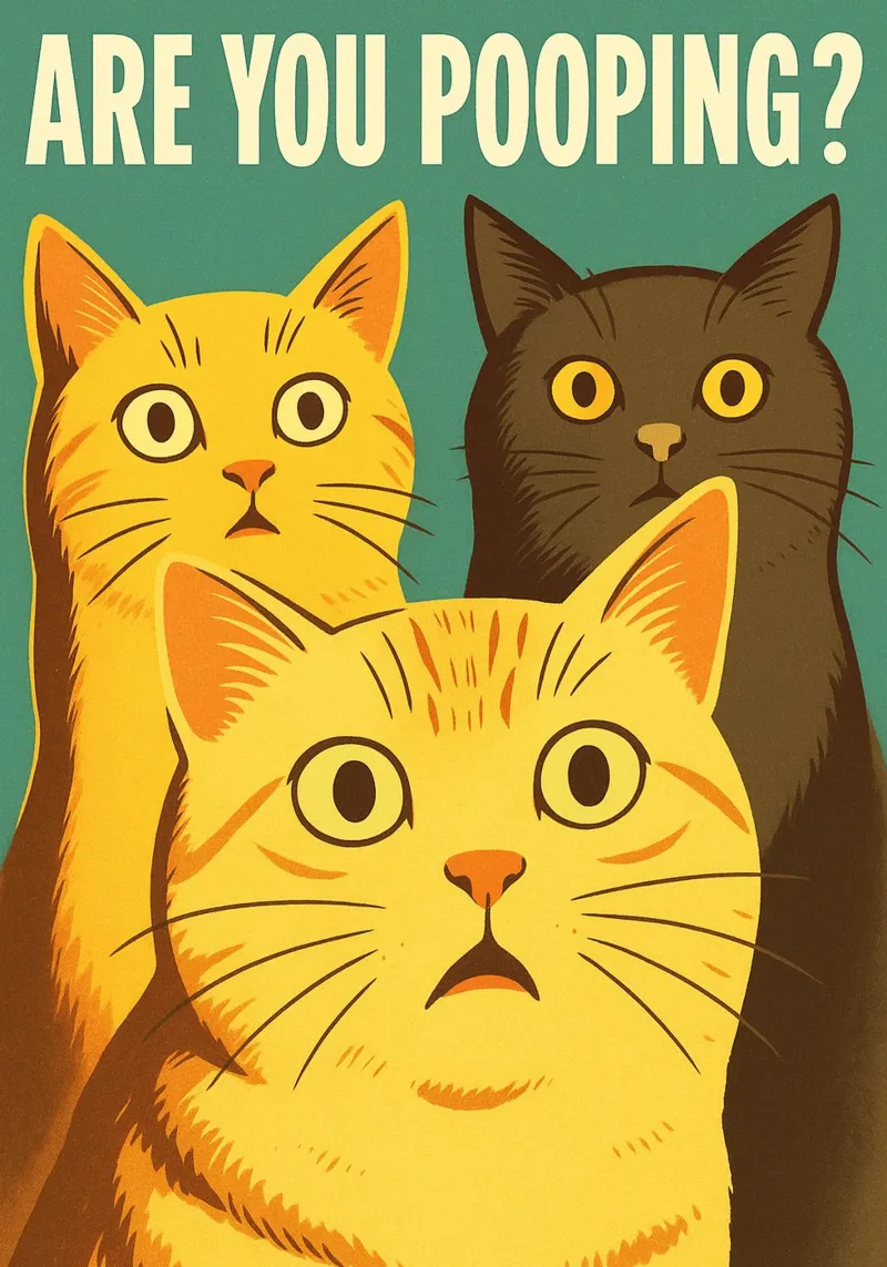 Funny Toilet Cat Are You Pooping Art hahnemühle by the gindils