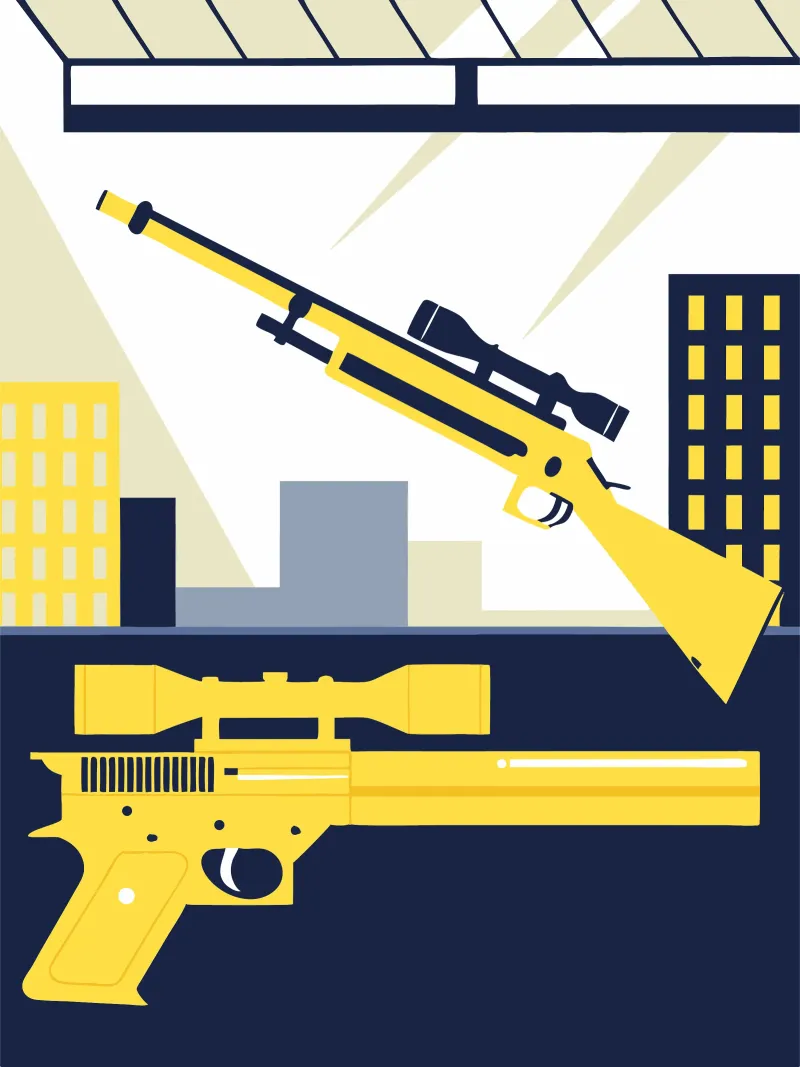 Pistool en sluipschutter poster met aluminium frame van TODAY'S SHOP