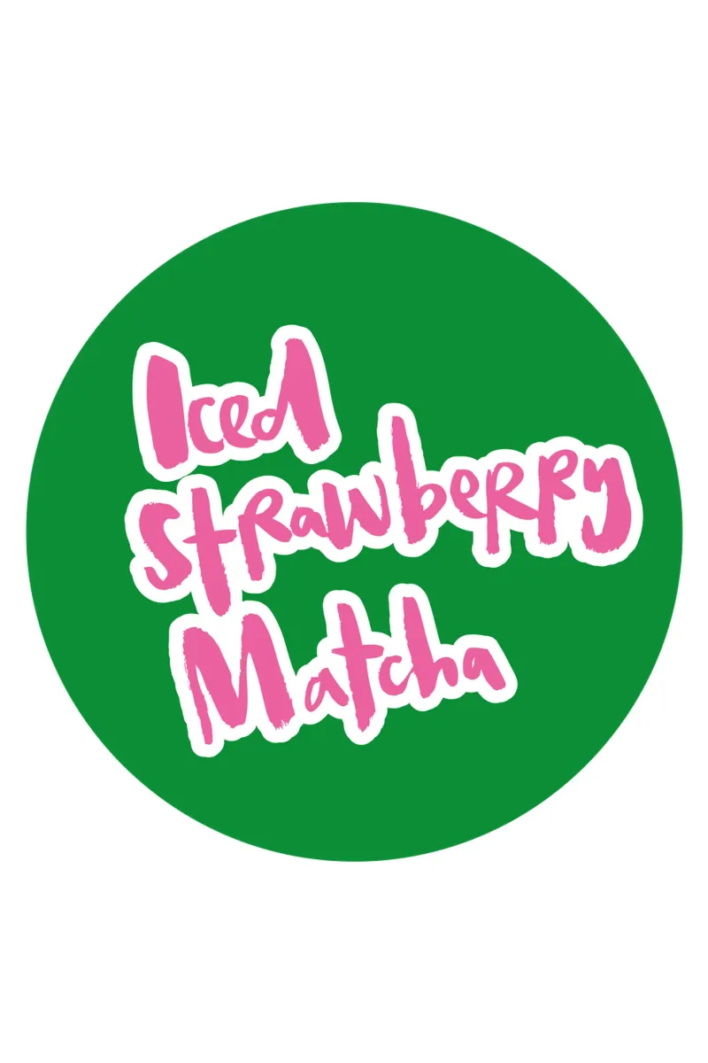 Iced Strawberry Matcha - Brush Lettering poster con telaio in alluminio da Brushmeetspaper