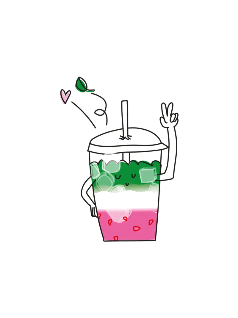 Strawberry Matcha - Illustration hahnemühle van Brushmeetspaper