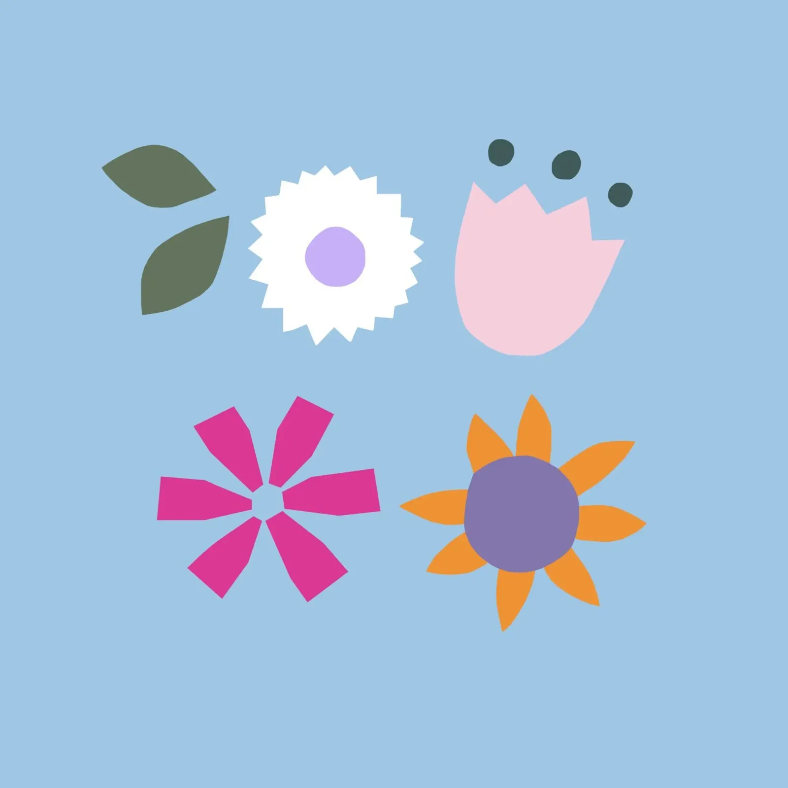 Papercut Blumen hellblau poster con marco de aluminio de Iris Knabenschuh Design
