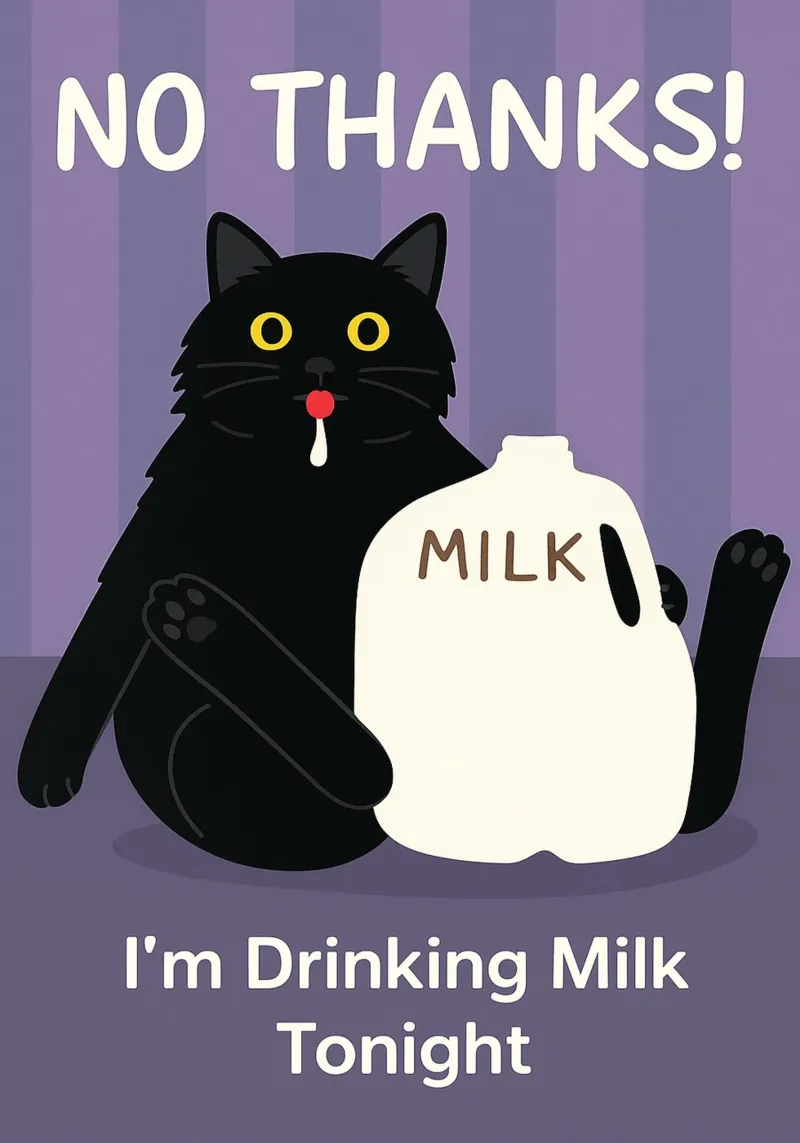 Gatto che beve latte poster con telaio in legno da the gindils