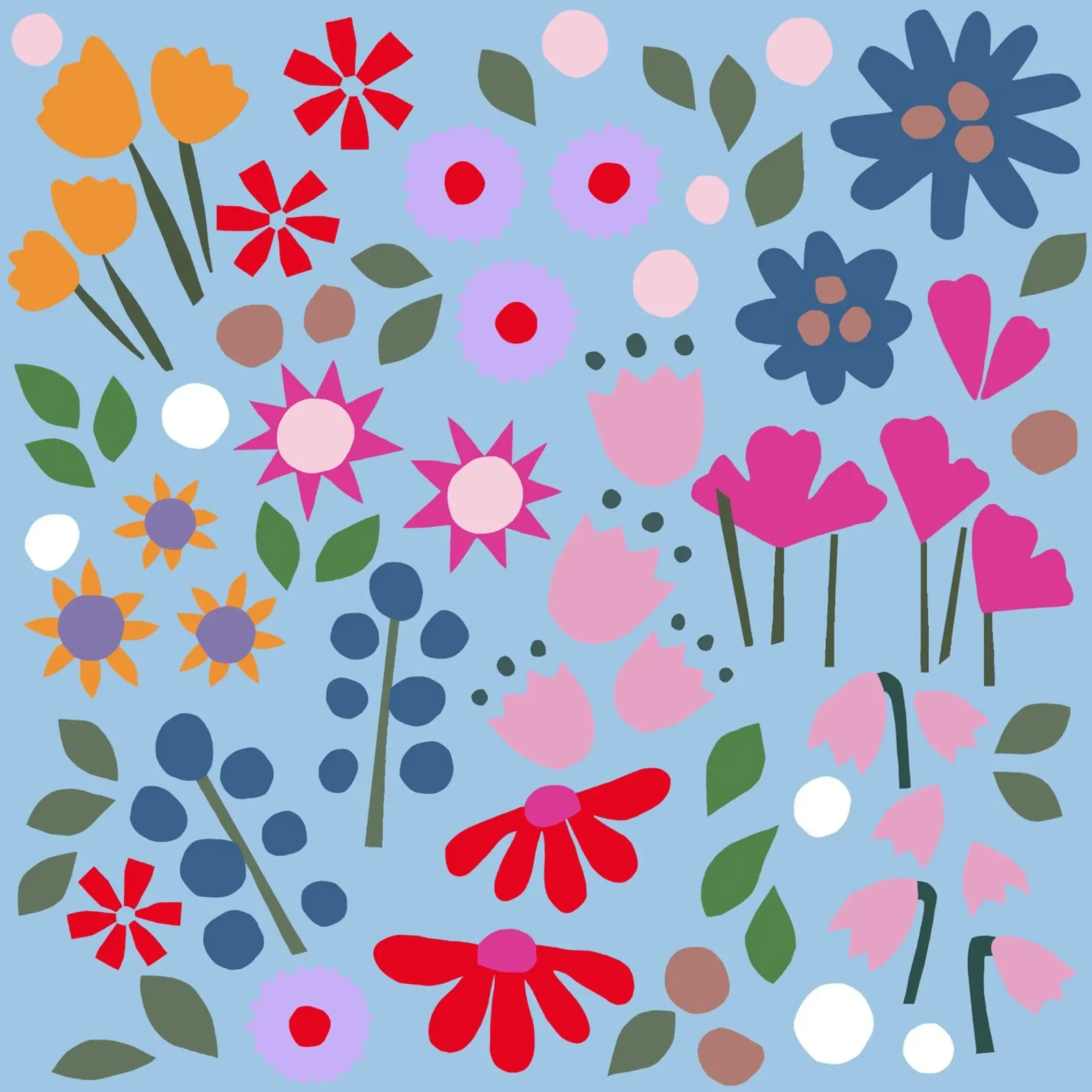 Millefleur Muster hellblau tela da Iris Knabenschuh Design