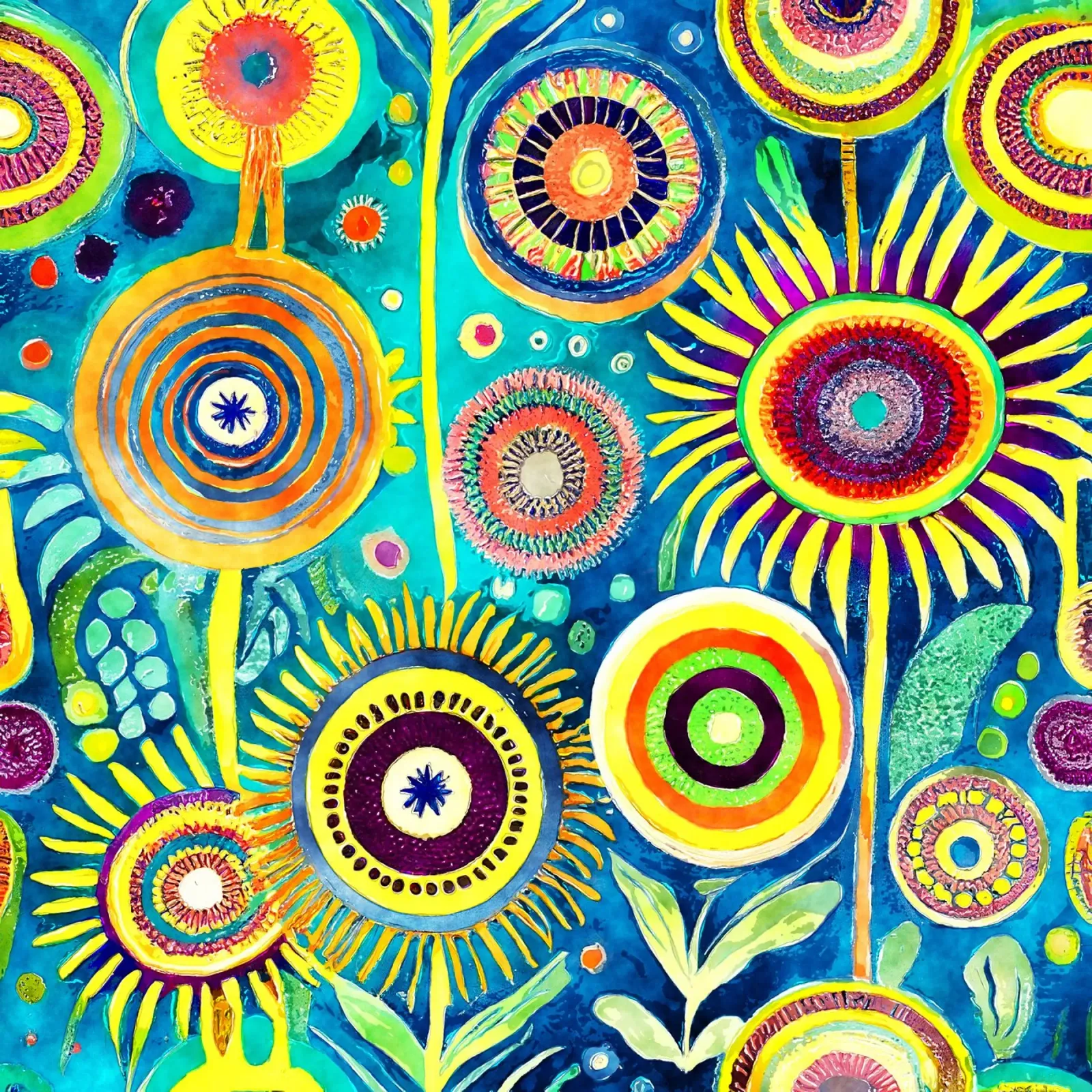 Funky Dandelions alu-dibond by Botanical Pattern House
