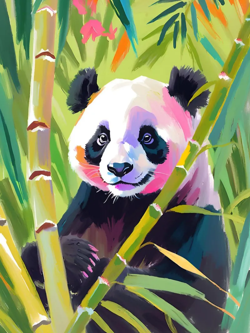 Panda | Felicità della foresta di bambù carta hahnemühle da Trinkets NL Design Studio