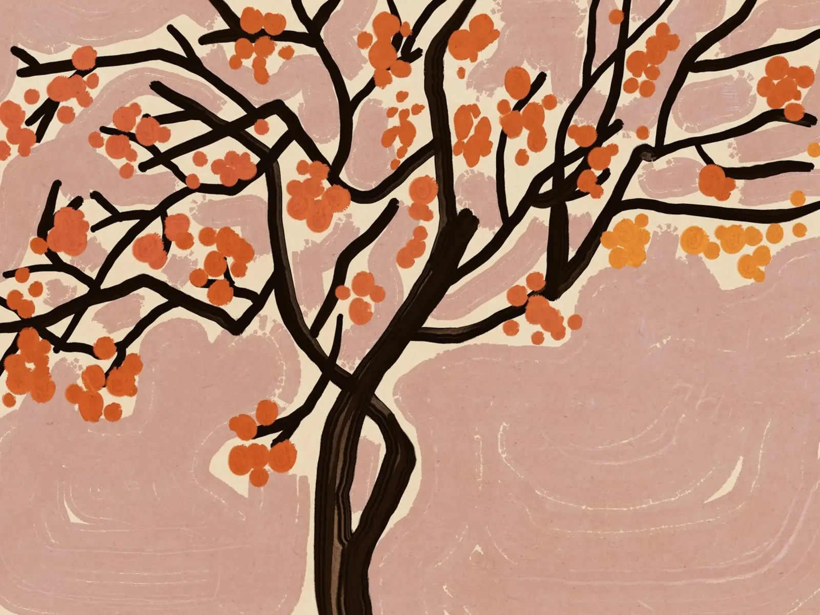 Fiori di pesco poster con telaio in alluminio da Little Dean