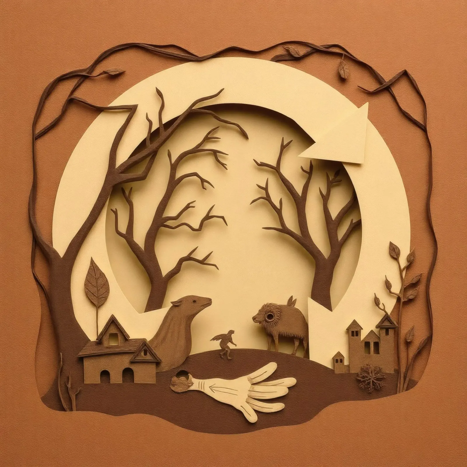Creatieve papierkunst met een rustig boslandschap canvas van DesignDoodle