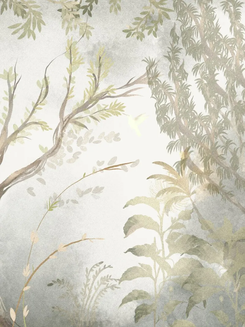 Fantasy realm garden misty pastel muted colors poster con telaio in alluminio da mysteriouscoco