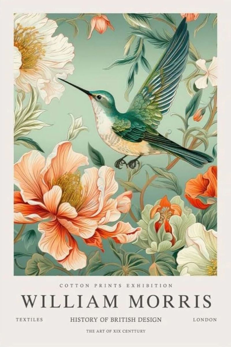 william morris - hummingbird with flowers poster by Art Crew Kbm