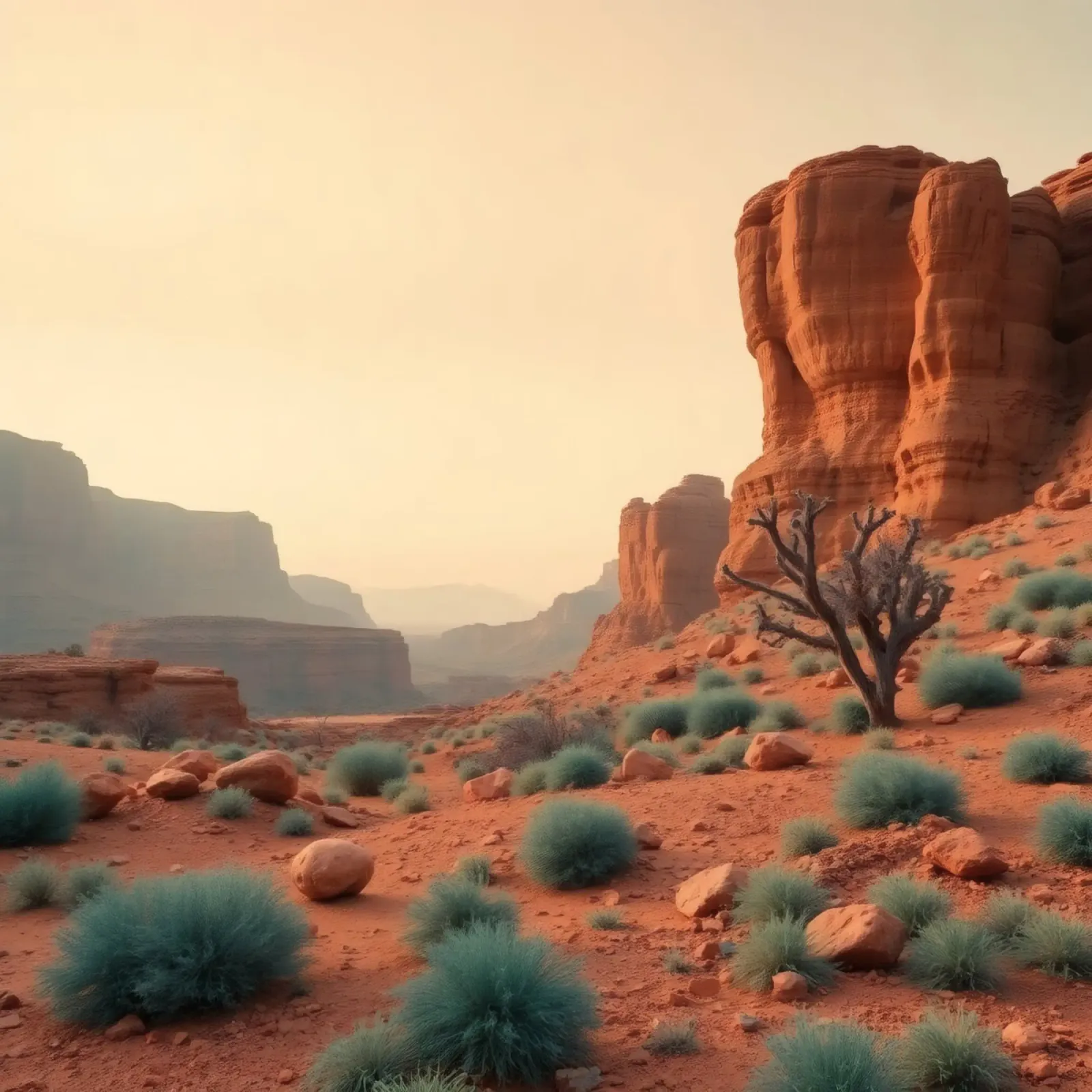 Stupendo paesaggio desertico con formazioni rocciose rosse alluminio dibond da DesignDoodle