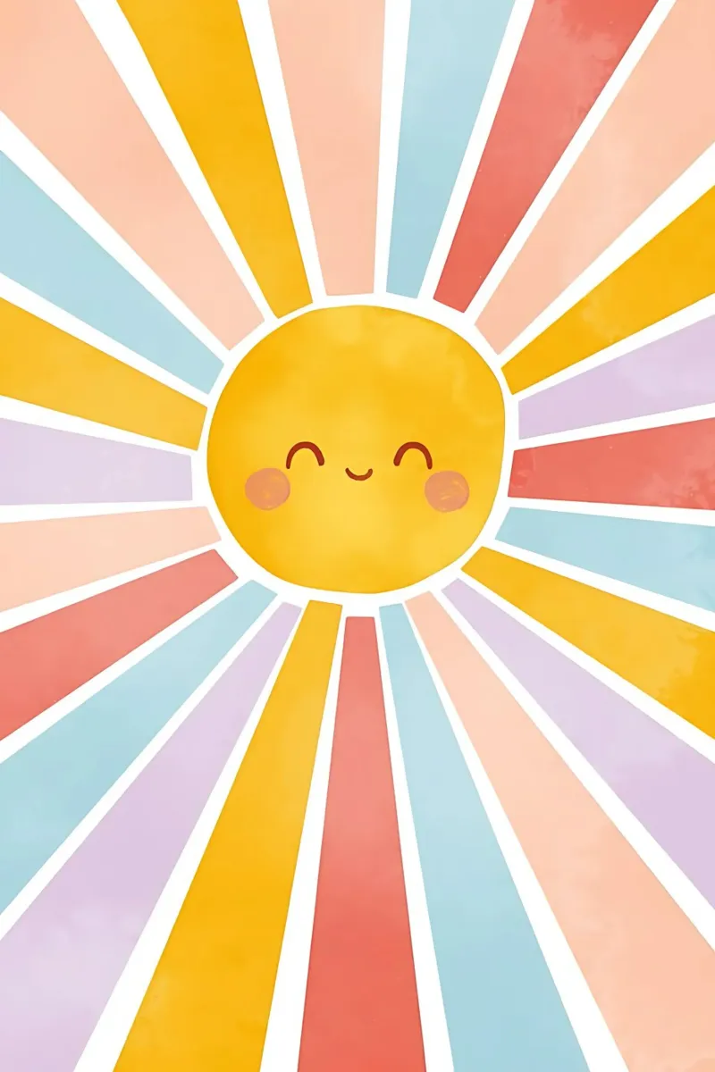 Stampa del sole, poster del sole felice, arte dell'arcobaleno poster da SunshinePrints