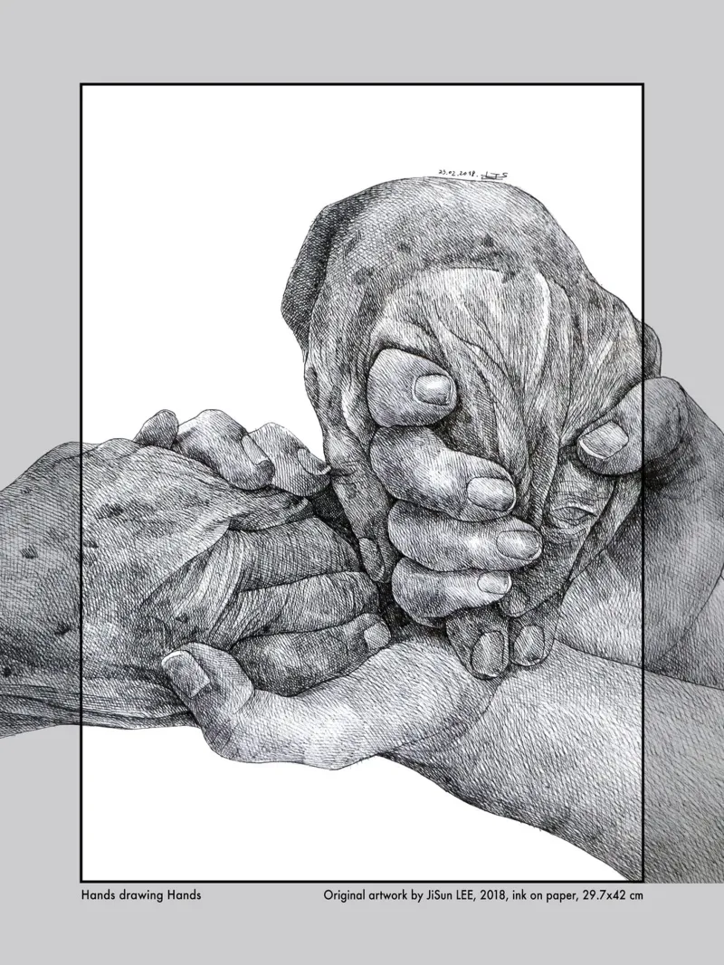 Hands drawing Hands-4 plexiglass da artleejisun