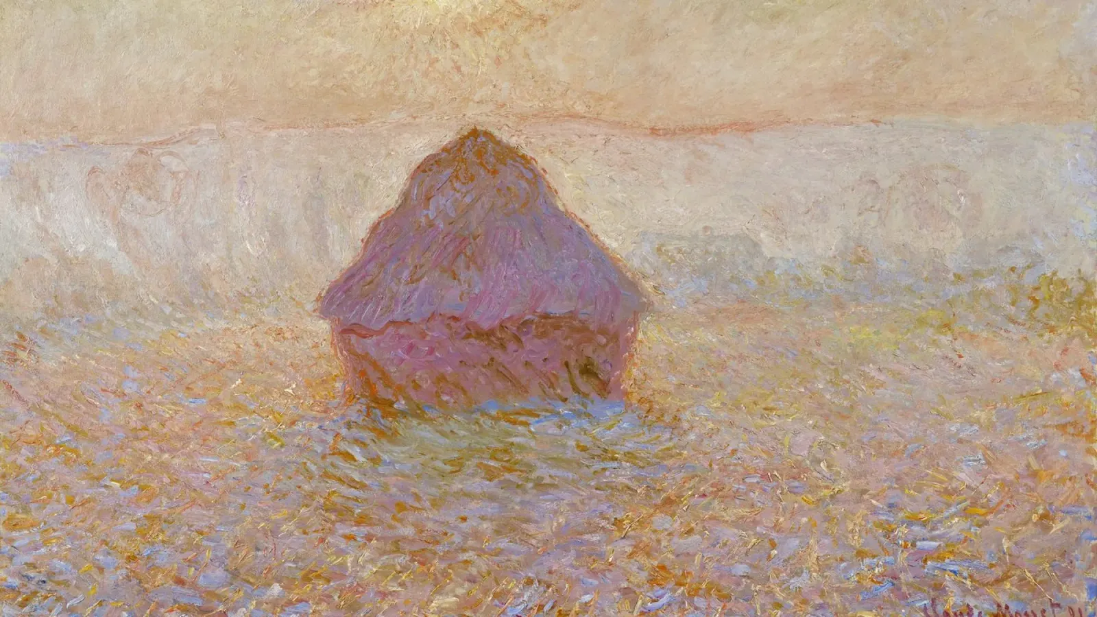 Il mucchio di grano di Claude Monet, Sole nella nebbia (1891) pellicola backlit da Monet Art Prints