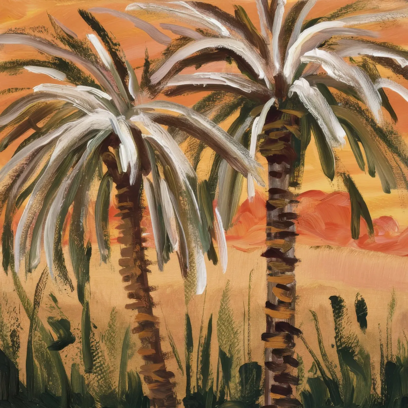 Palma del deserto al tramonto pellicola backlit da Obisidian Brush