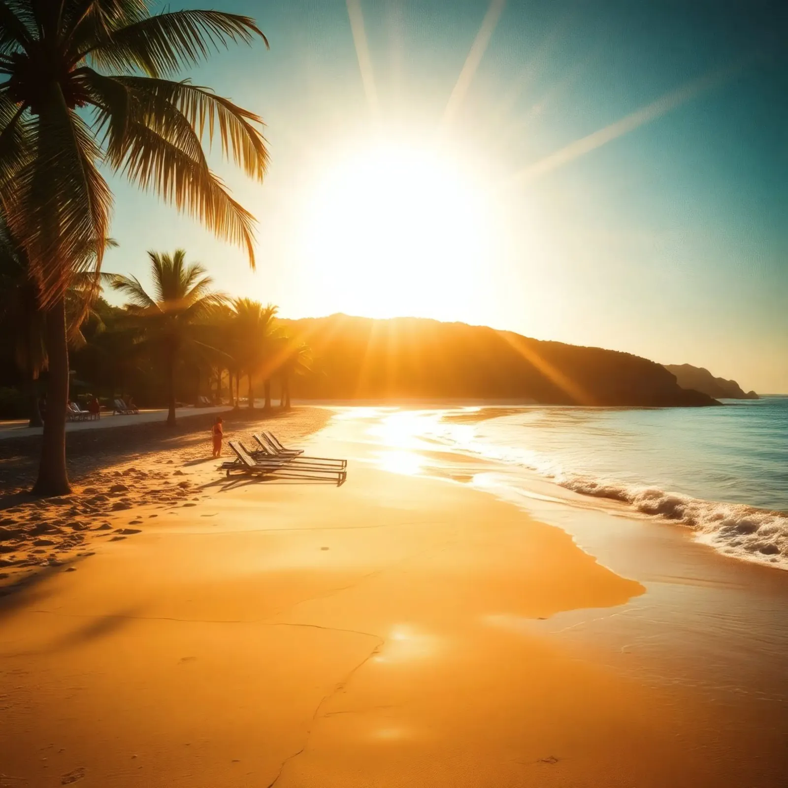 Alba dorata su una tranquilla spiaggia di palme carta hahnemühle da DesignDoodle