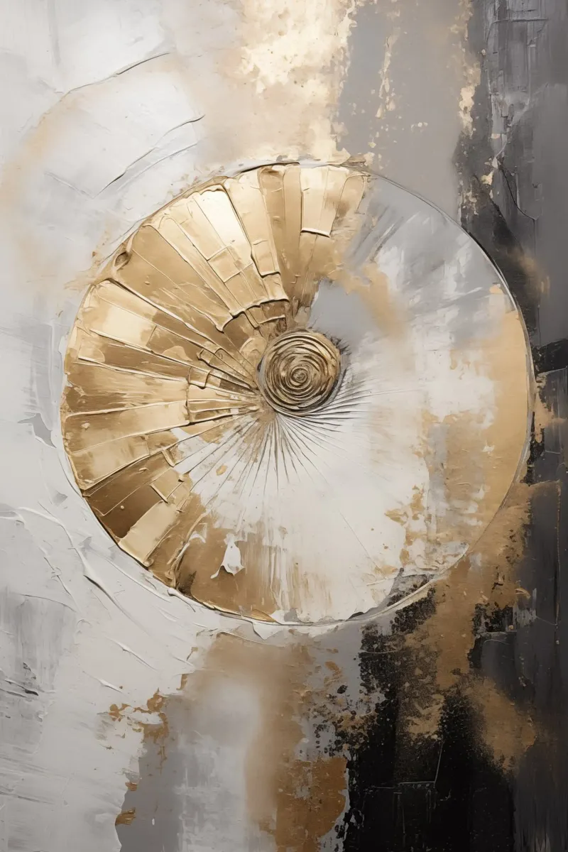 Ronde vorm abstract canvas met Baklijst van Imagine