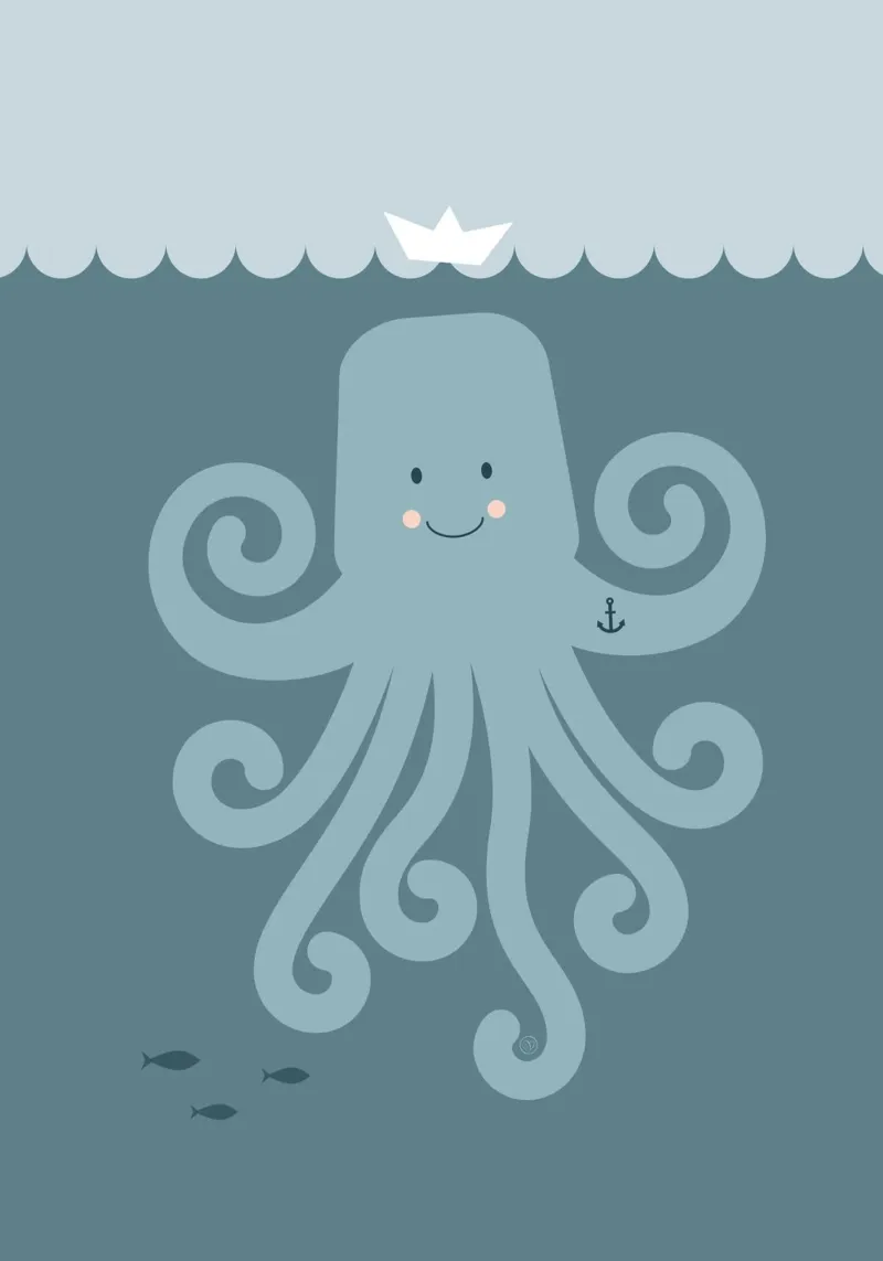 Octopus - you are stronger than you think canvas with Floater frame by Carolin Vonhoff