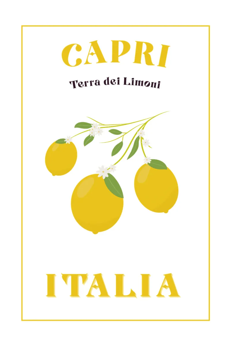 Capri Terra dei Limoni poster con telaio in alluminio da pierosvisuals