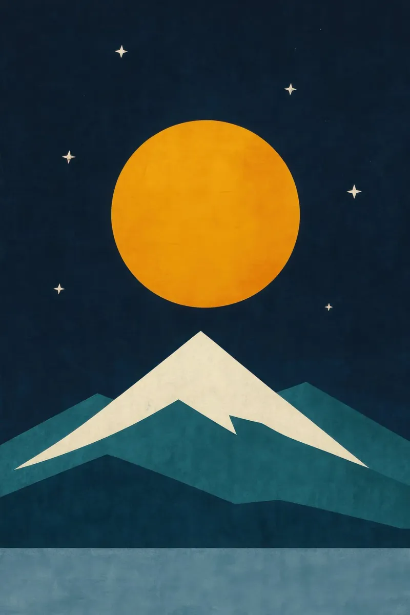 Fuji - Grafica notturna al chiaro di luna pellicola backlit da Affiches Soleil & Déco Lumineuse – Sunny