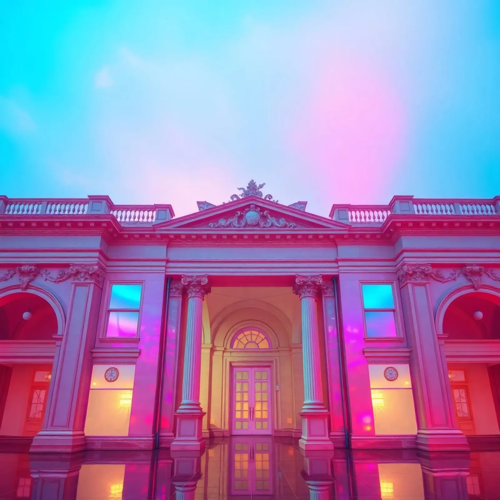 Stunning architectural view of a historic building illuminat canvas by DesignDoodle