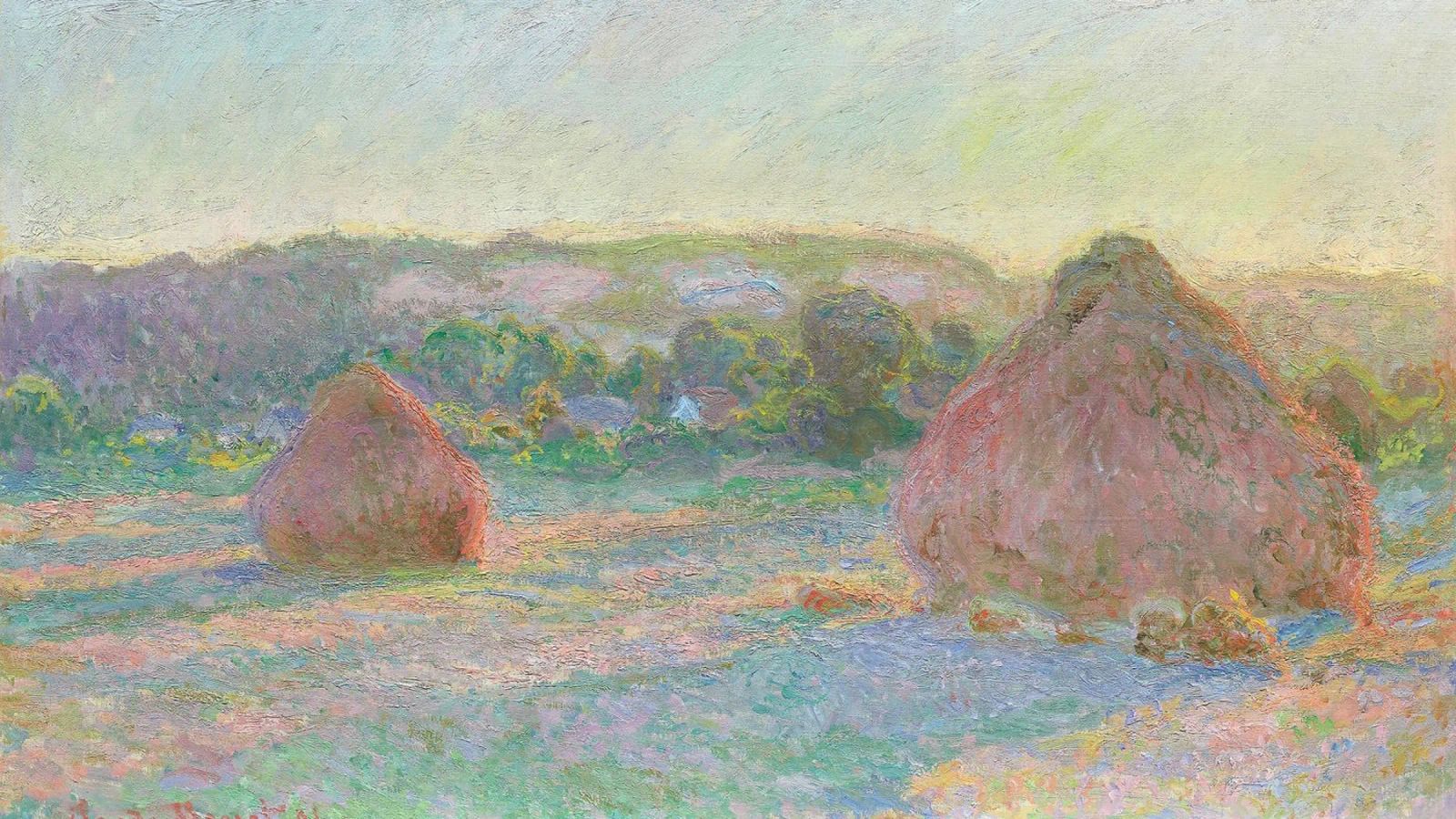 Weizenstapel, Ende des Sommers (1890-1891) von Claude Monet. Poster von Monet Art Prints