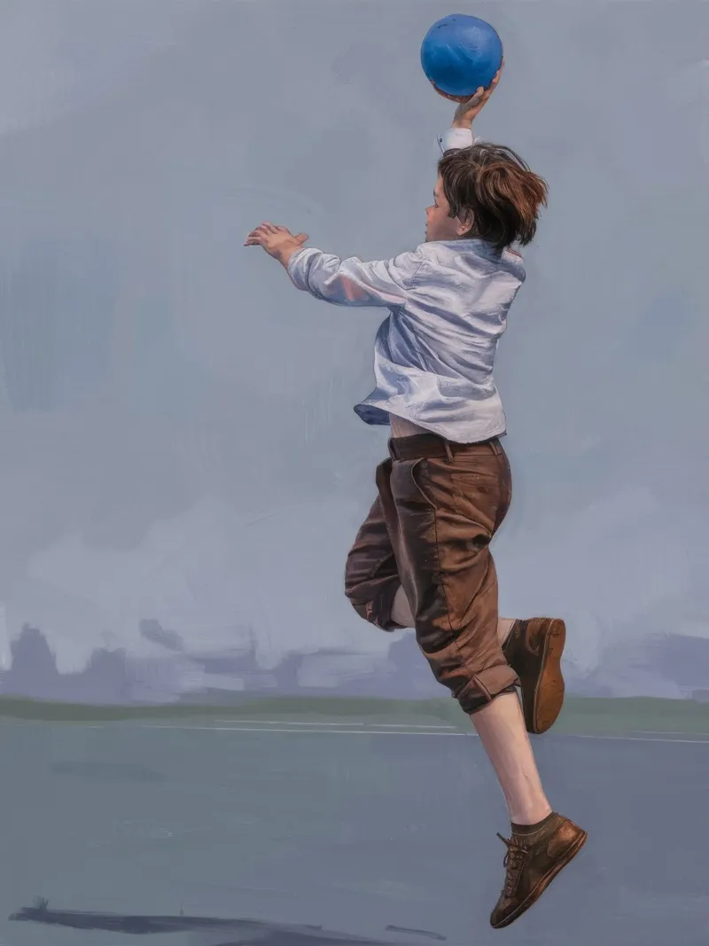 Gewichtloze vreugdesprong canvas met Baklijst van Solestice Strokes