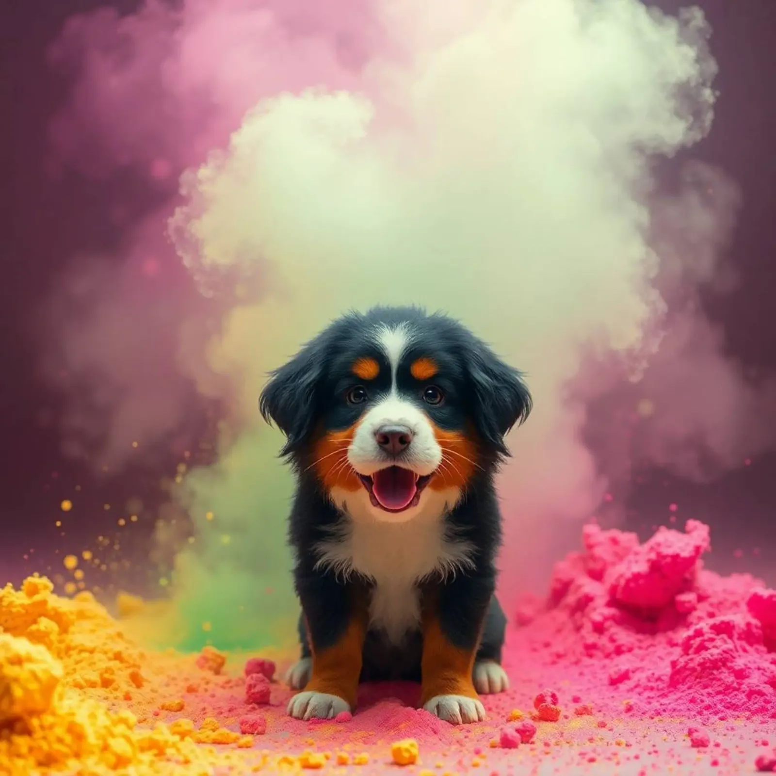 The colorful Bernese Mountain Dog canvas by Yumis.Beargang.and.Me