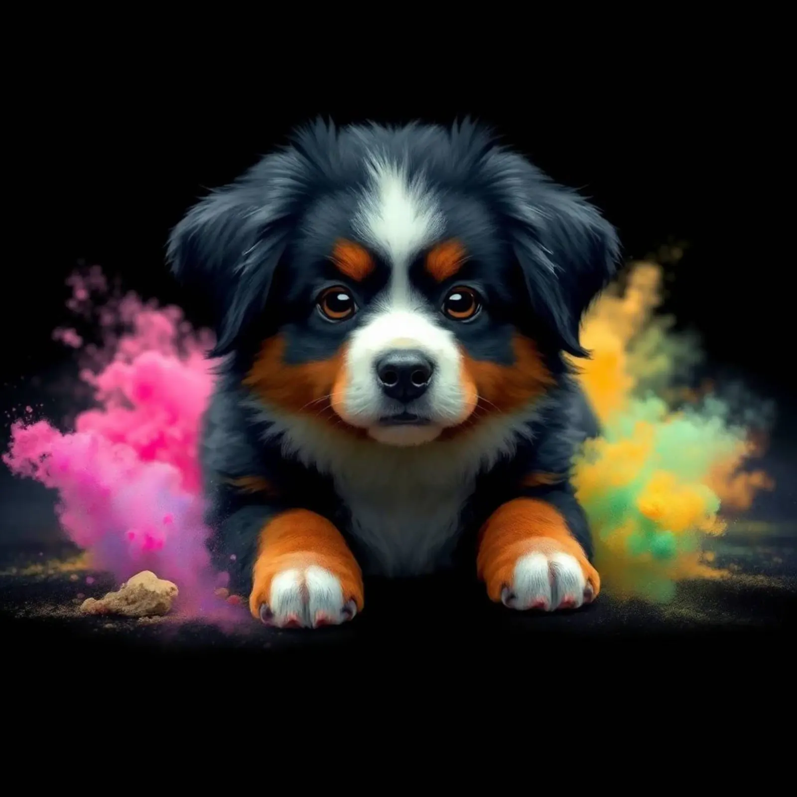 The colorful Bernese Mountain Dog #1 canvas by Yumis.Beargang.and.Me