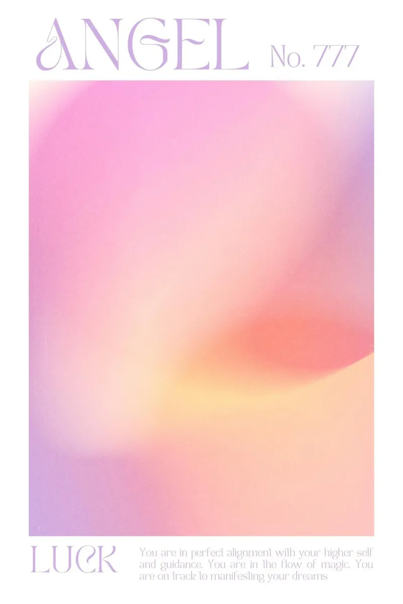 Angelo numero 777, stampa aura gradiente, poster rosa arancio pellicola backlit da Dreamscape