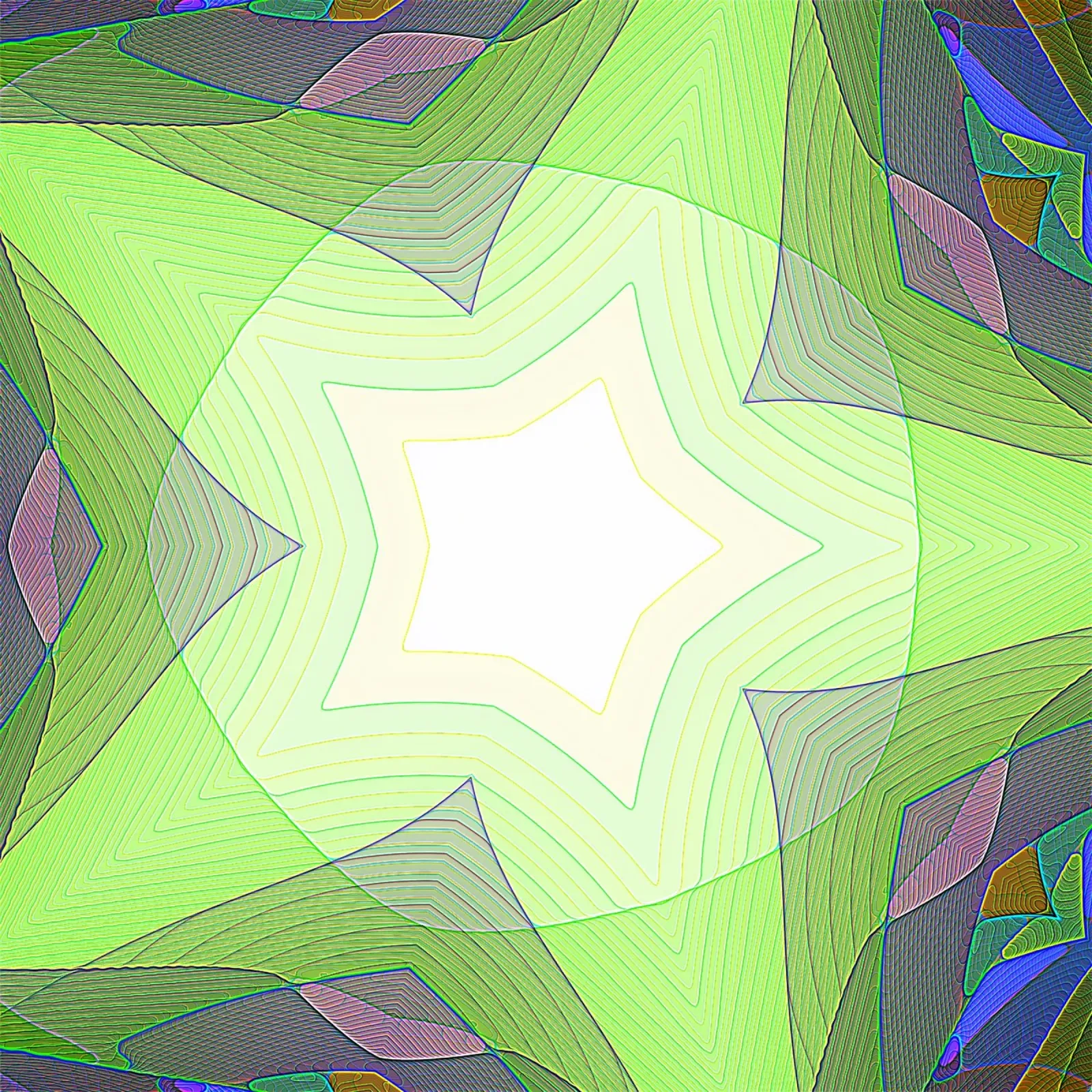 Stella a 5 punte con decorazioni colorate, nelle tonalità del verde pellicola backlit da Gürsel Yesil Digital Art