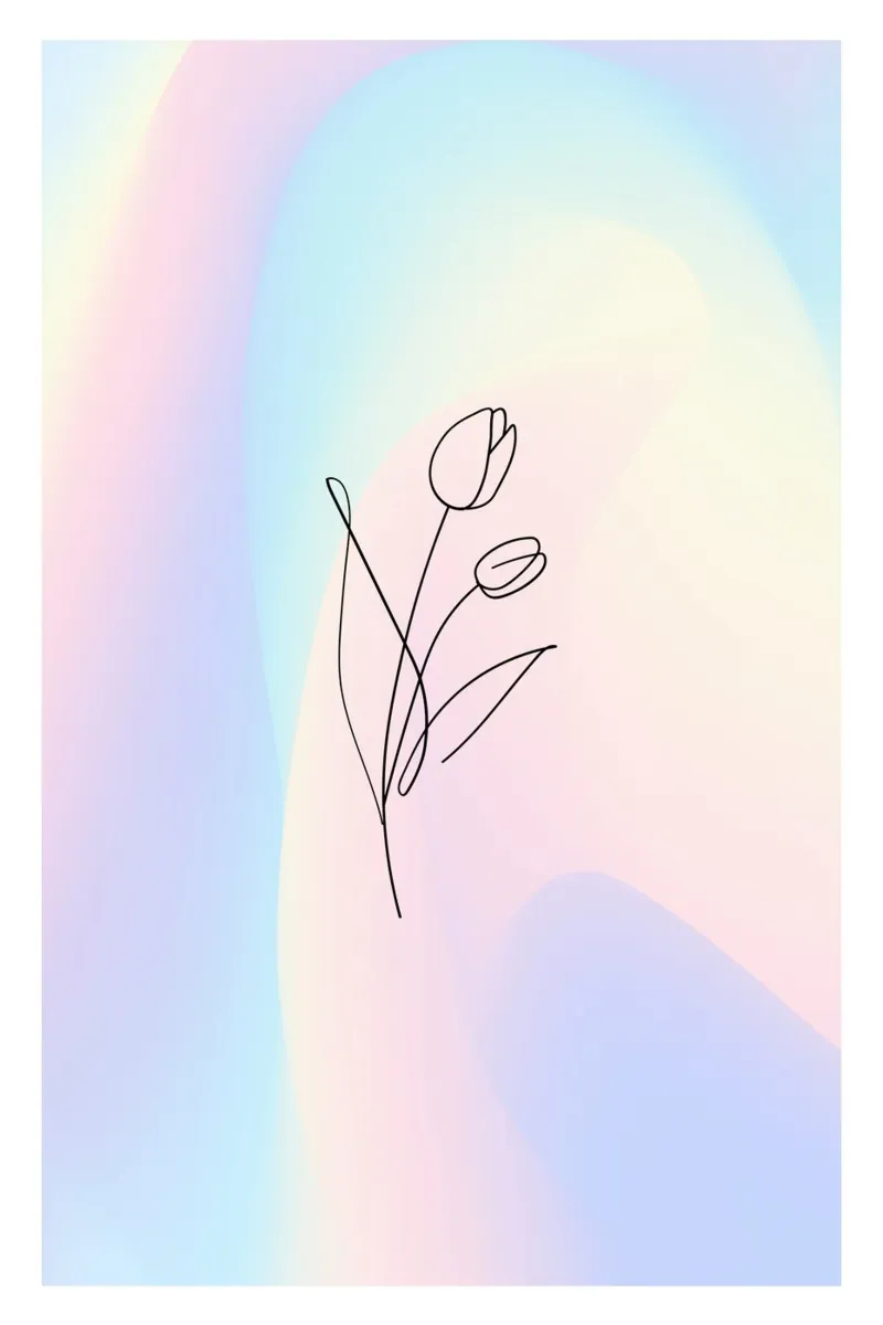 Aura Print, Tulp Poster, Bloemen Kunst, Kleurverloop poster met houten frame van Dreamscape