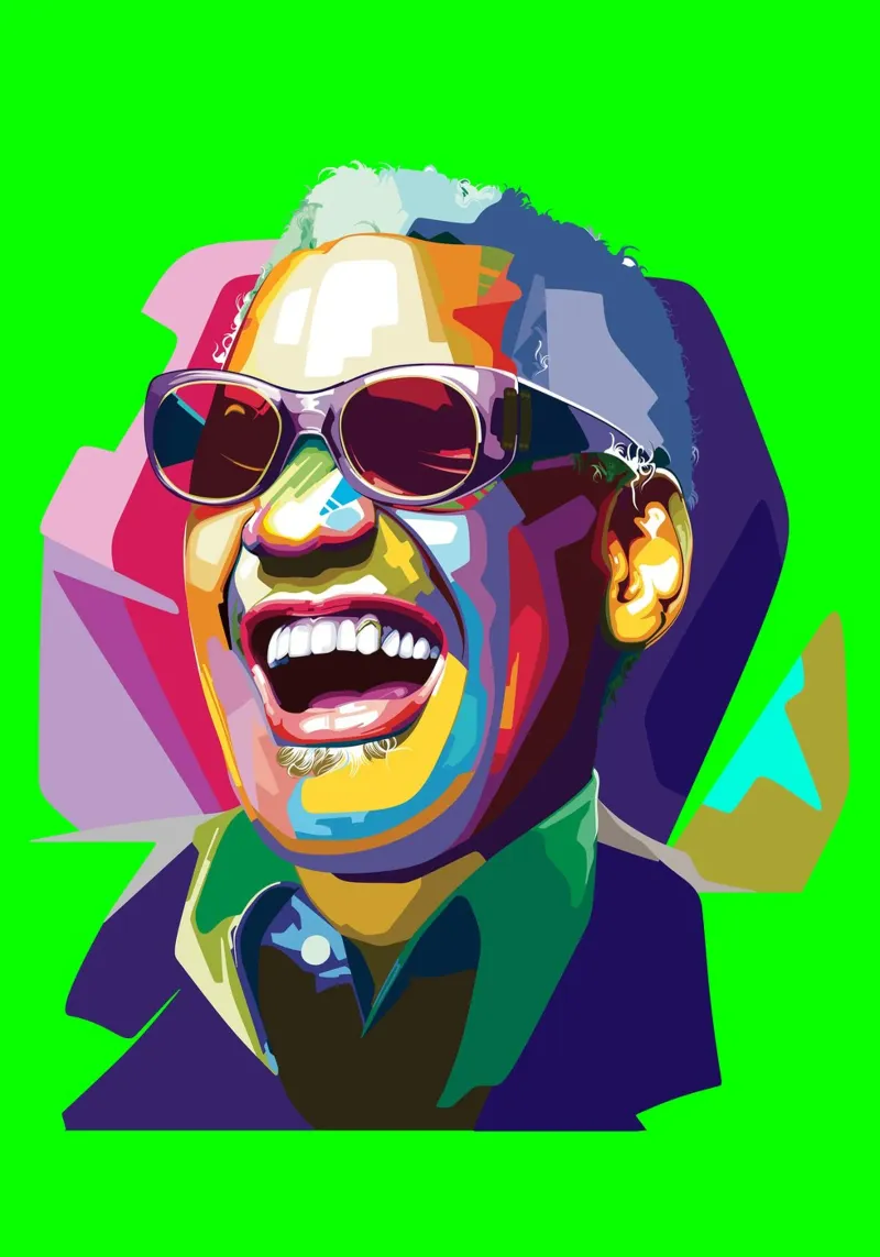 Ray Charles cantante jazz WPAP Trending Now pellicola backlit da Artkreator