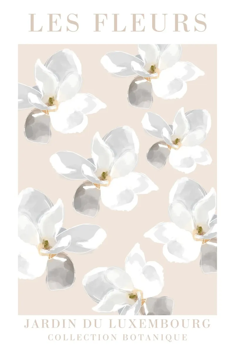 Les Fleurs, Magnolia Print, Flower Poster, Botanical Art canvas with Floater frame by ArtHaus