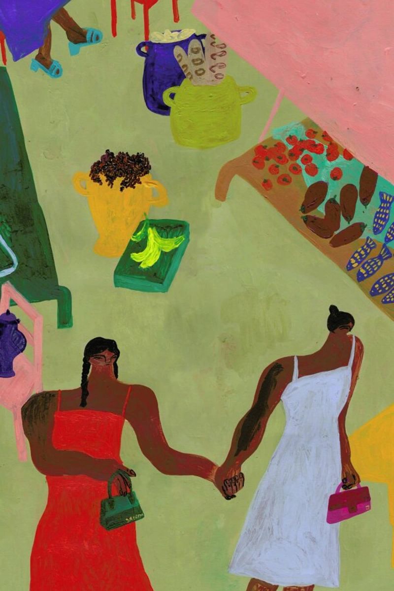 At the Market poster con marco de aluminio de Nudes and Croissants