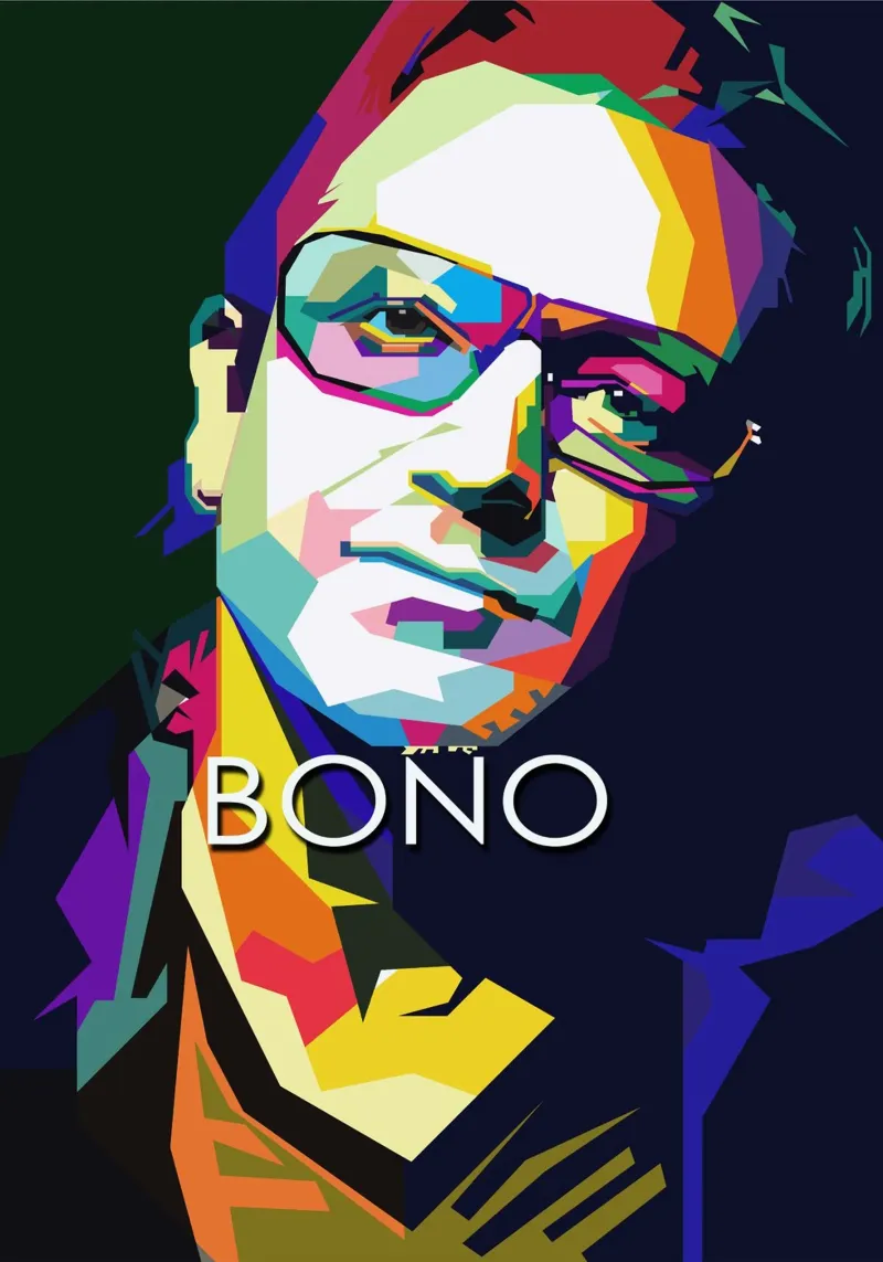 Bono U2 WPAP Trending Now poster con telaio in alluminio da Artkreator