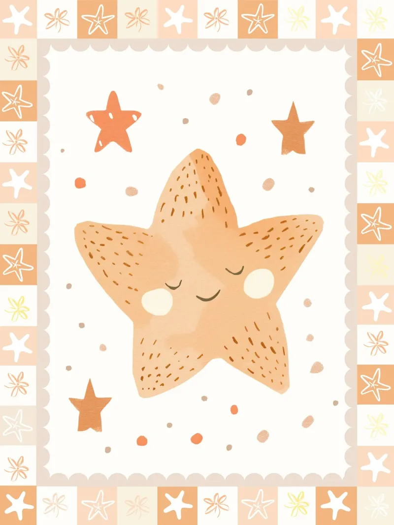 Impression d'étoiles mignonnes, poster d'étoiles joyeuses, art mural pour la chambre d'enfant poster avec cadre en aluminium de SunshinePrints