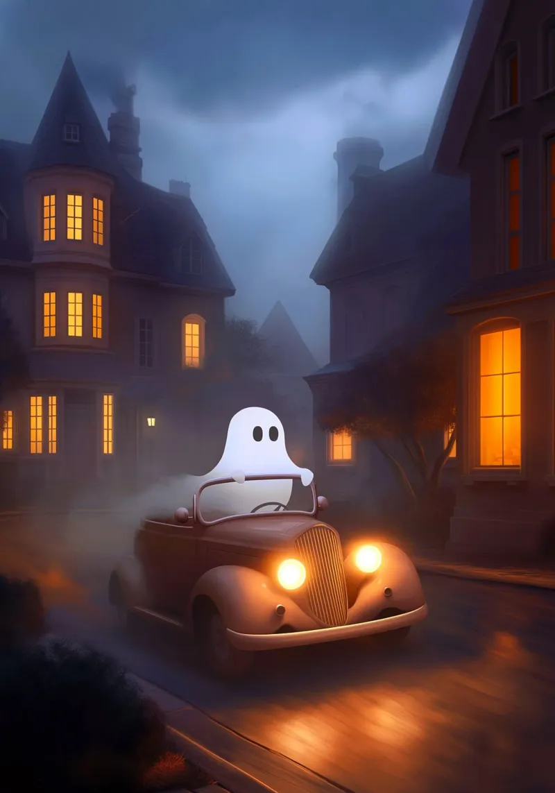 Autista fantasma di Halloween poster con telaio in plastica da Fleur de Lys