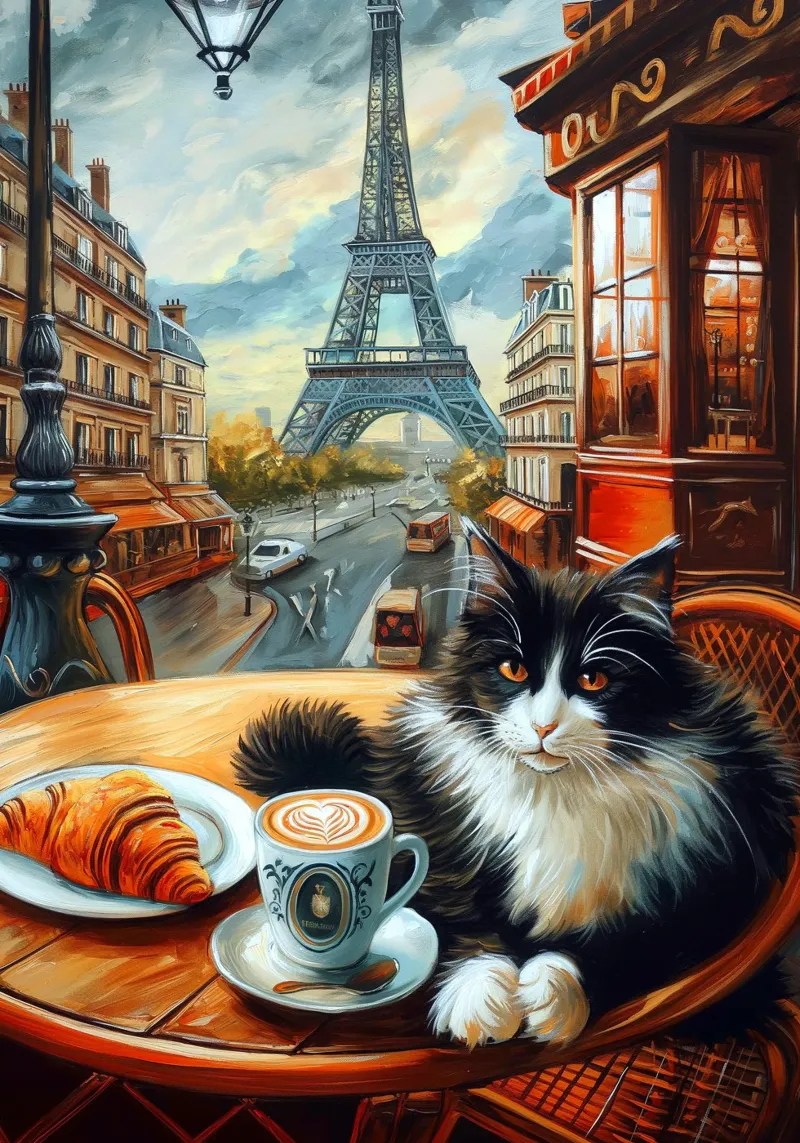 Gatto di Parigi tela con Cornice a cassetta da Fleur de Lys