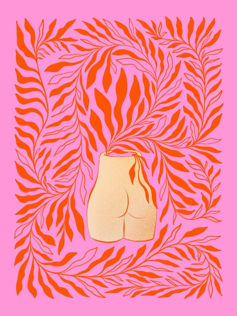 Vase floral Boho Bum - Rose orangé vibrant poster de Dominique Vari