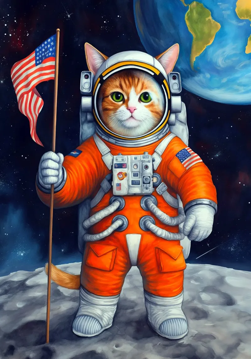 Gatto astronauta pellicola backlit da Fleur de Lys