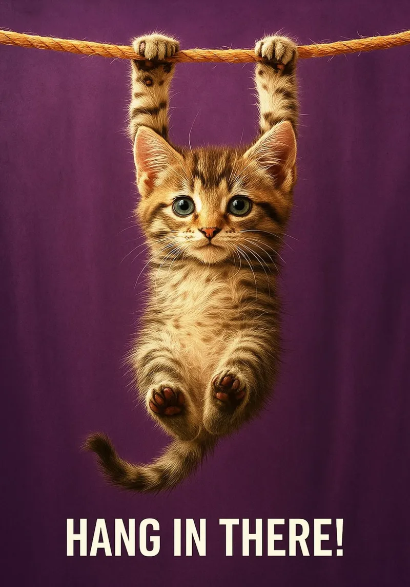 Hang in There Funny Cat hahnemühle by the gindils