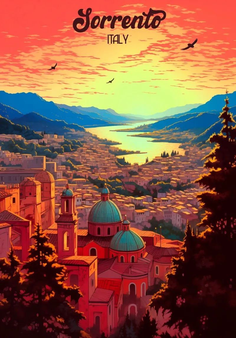 Sorrento Italië canvas met Baklijst van Fleur de Lys